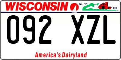 WI license plate 092XZL