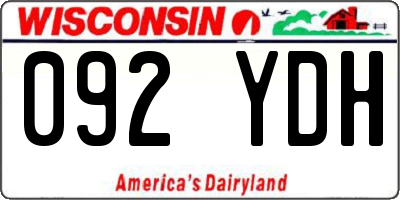 WI license plate 092YDH