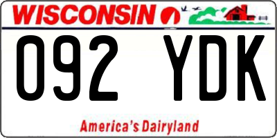 WI license plate 092YDK