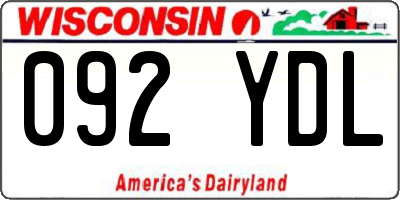 WI license plate 092YDL