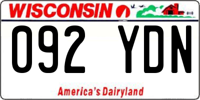 WI license plate 092YDN