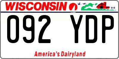 WI license plate 092YDP