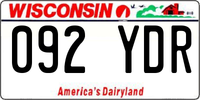 WI license plate 092YDR