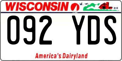 WI license plate 092YDS