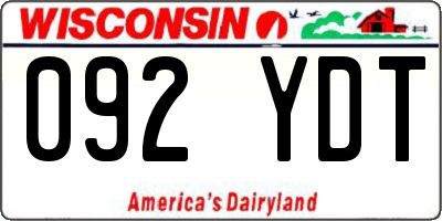 WI license plate 092YDT