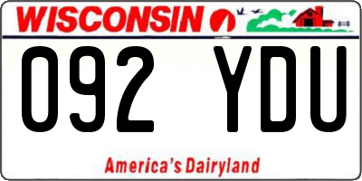 WI license plate 092YDU