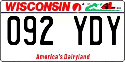 WI license plate 092YDY