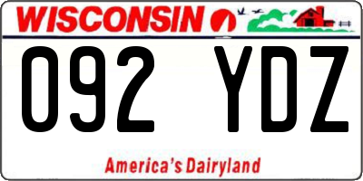 WI license plate 092YDZ