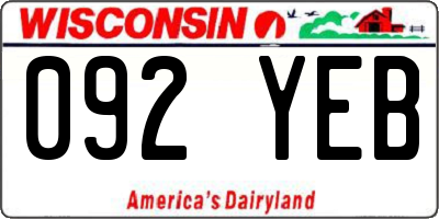 WI license plate 092YEB