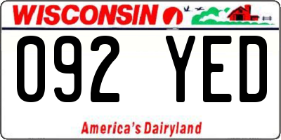 WI license plate 092YED