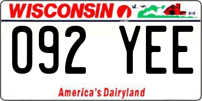 WI license plate 092YEE