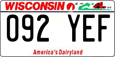 WI license plate 092YEF
