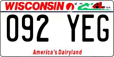 WI license plate 092YEG