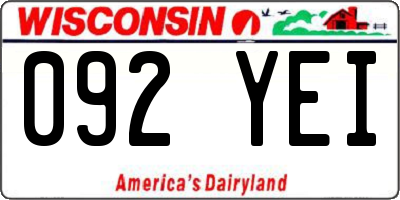 WI license plate 092YEI