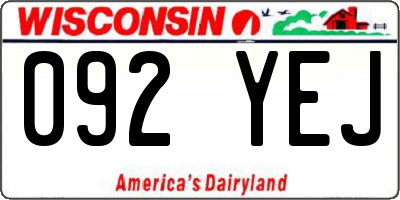 WI license plate 092YEJ