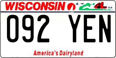 WI license plate 092YEN