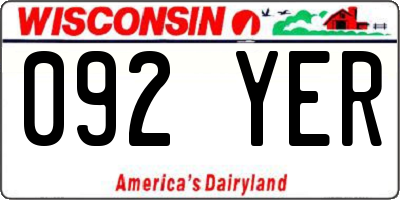 WI license plate 092YER