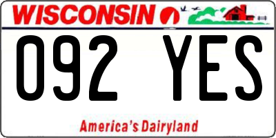 WI license plate 092YES