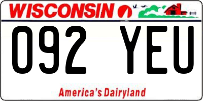 WI license plate 092YEU