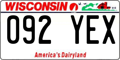 WI license plate 092YEX