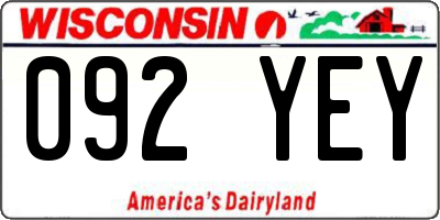 WI license plate 092YEY