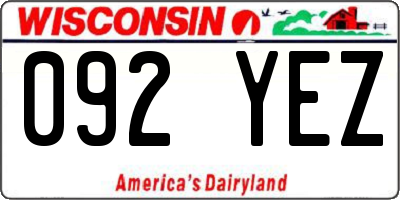 WI license plate 092YEZ