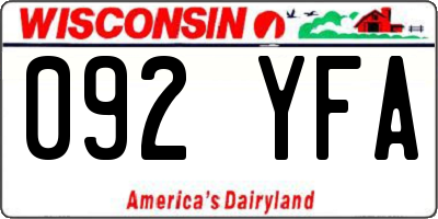 WI license plate 092YFA