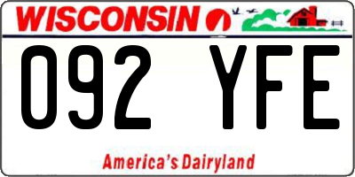 WI license plate 092YFE
