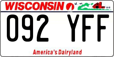 WI license plate 092YFF