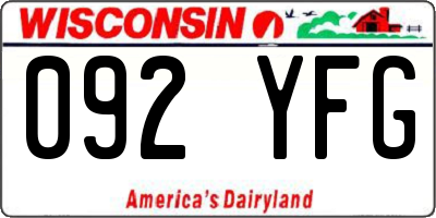 WI license plate 092YFG