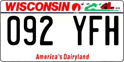 WI license plate 092YFH