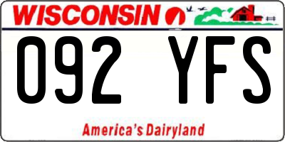 WI license plate 092YFS
