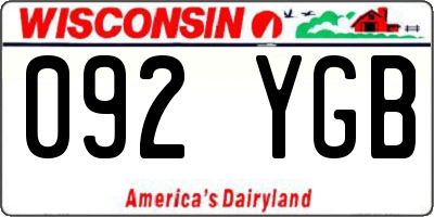 WI license plate 092YGB