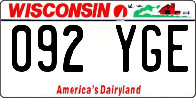 WI license plate 092YGE