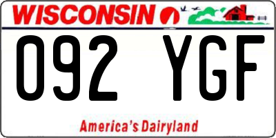 WI license plate 092YGF