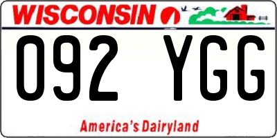 WI license plate 092YGG
