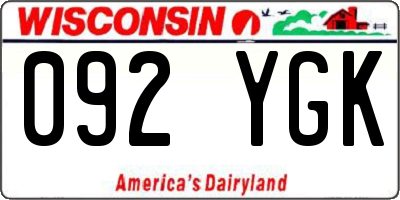 WI license plate 092YGK