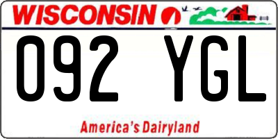 WI license plate 092YGL