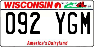 WI license plate 092YGM