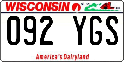 WI license plate 092YGS