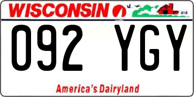 WI license plate 092YGY