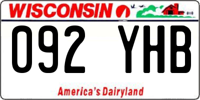 WI license plate 092YHB