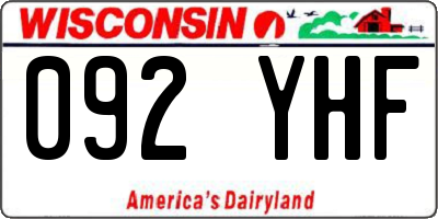 WI license plate 092YHF