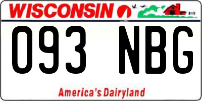 WI license plate 093NBG