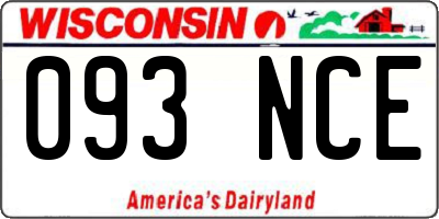WI license plate 093NCE