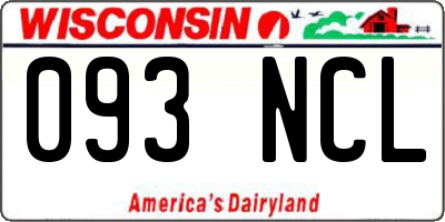 WI license plate 093NCL