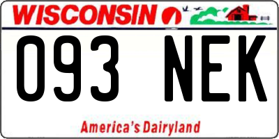 WI license plate 093NEK