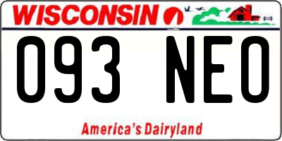 WI license plate 093NEO