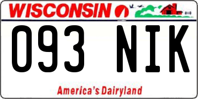WI license plate 093NIK