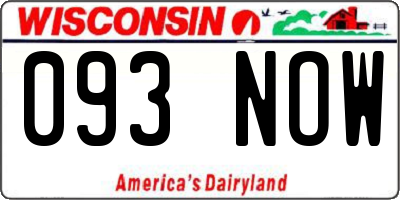 WI license plate 093NOW
